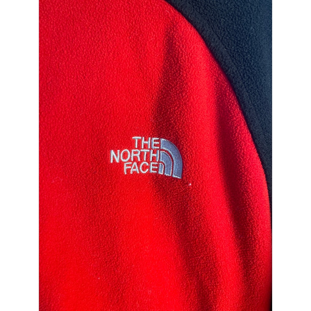 The North Face Red Black Colorblock Fleece Jacket Full Zip Mens L vintage Y2K - Picture 2 of 8